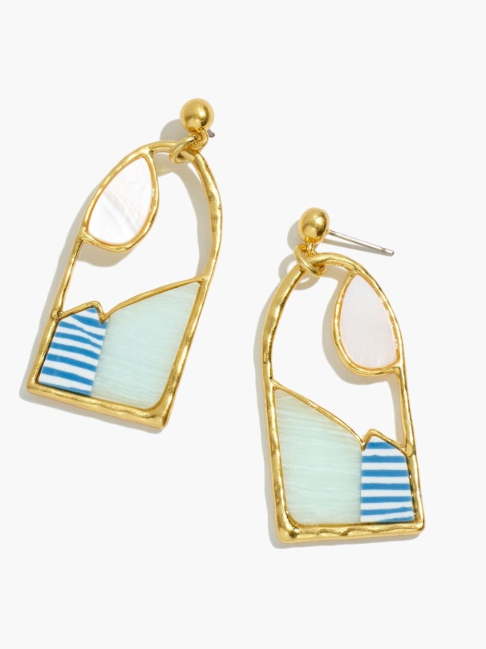 Madewell RARE Patchwork Stone Statement Earrings in Seaside Blue